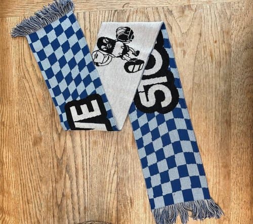 blue scarf
